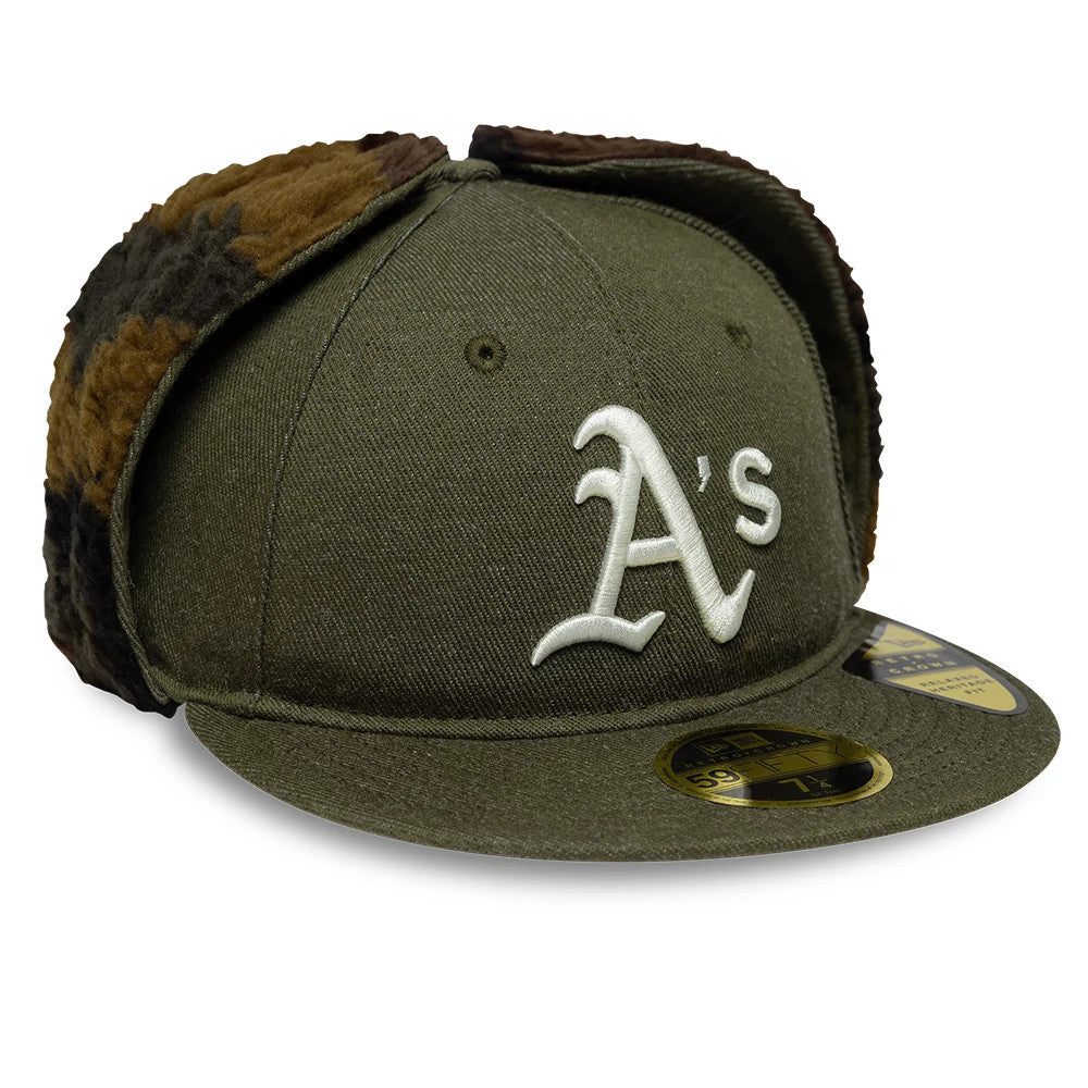 This is a Athletics MLB Camo Open Green Retro Crown Dogear 59FIFTY Fitted Cap 5