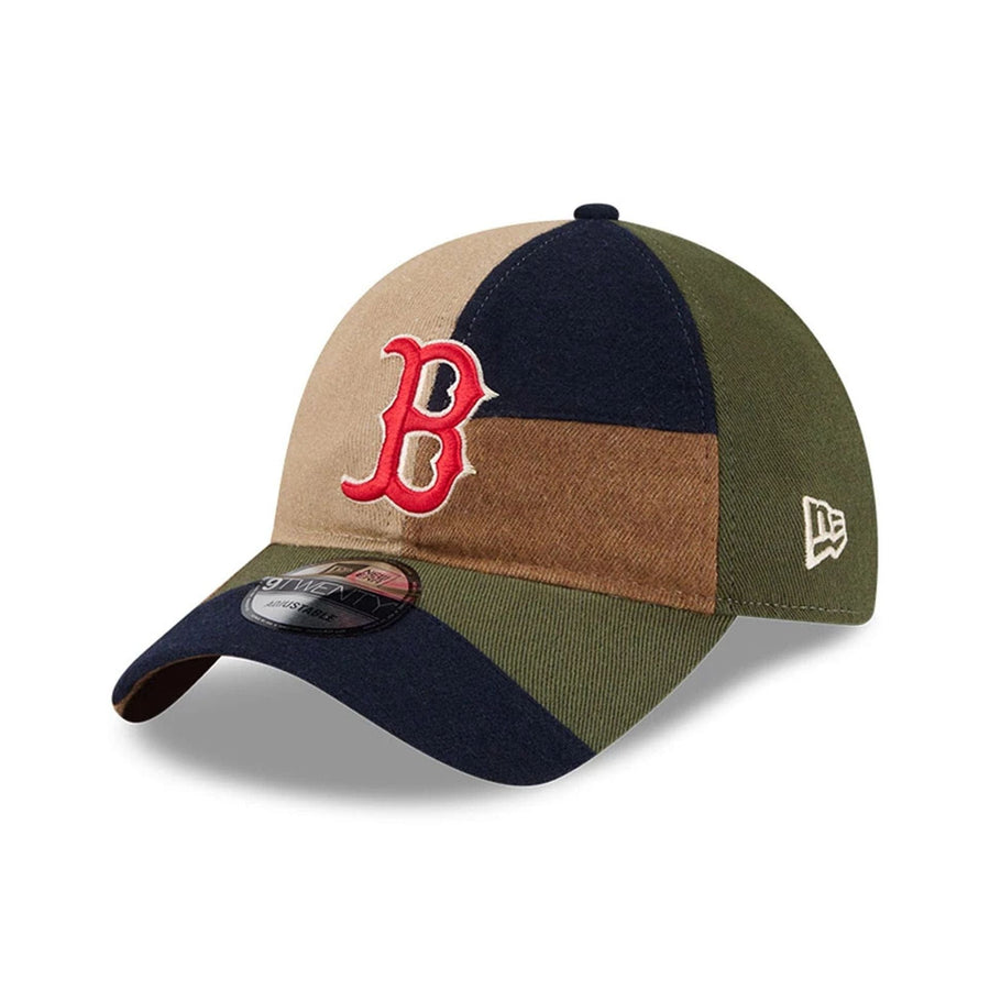 This is a Boston Red Sox MLB Patchwork Open Brown 9TWENTY Adjustable Cap 1