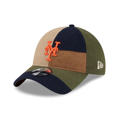 This is a New York Mets MLB Patchwork Open Brown 9TWENTY Adjustable Cap 1