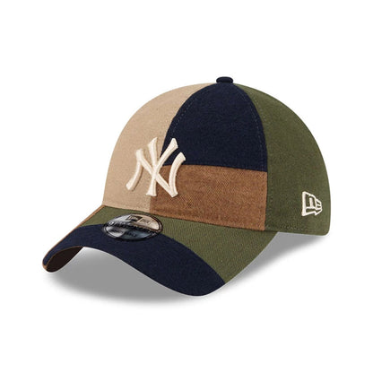 This is a New York Yankees MLB Patchwork Open Brown 9TWENTY Adjustable Cap 1