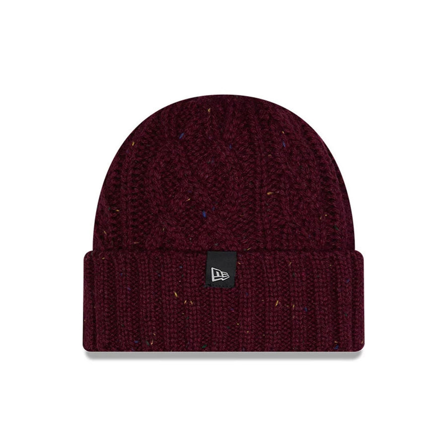 This is a  New Era Speckled Dark Purple Cable Knit Beanie Hat 2