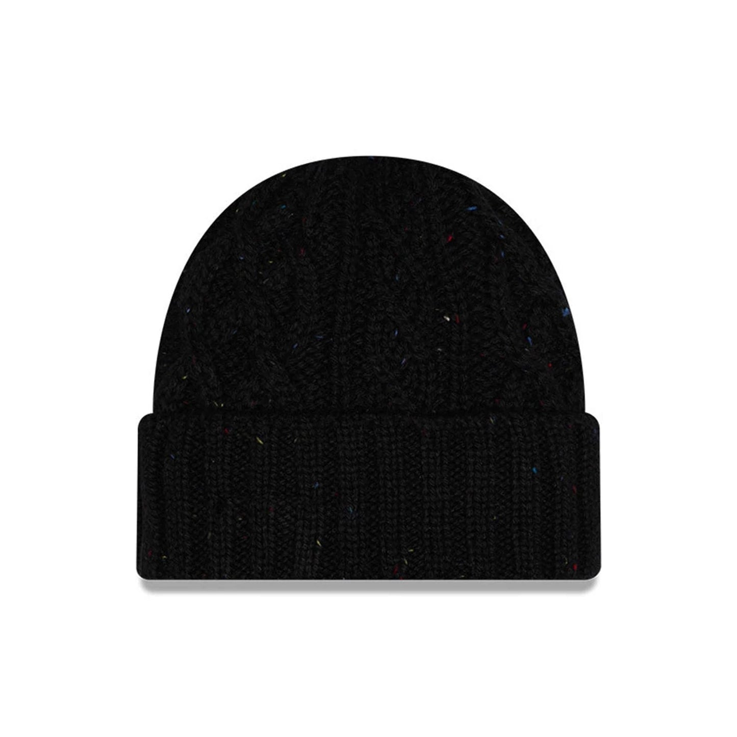 This is a  New Era Speckled Black Cable Knit Beanie Hat 1