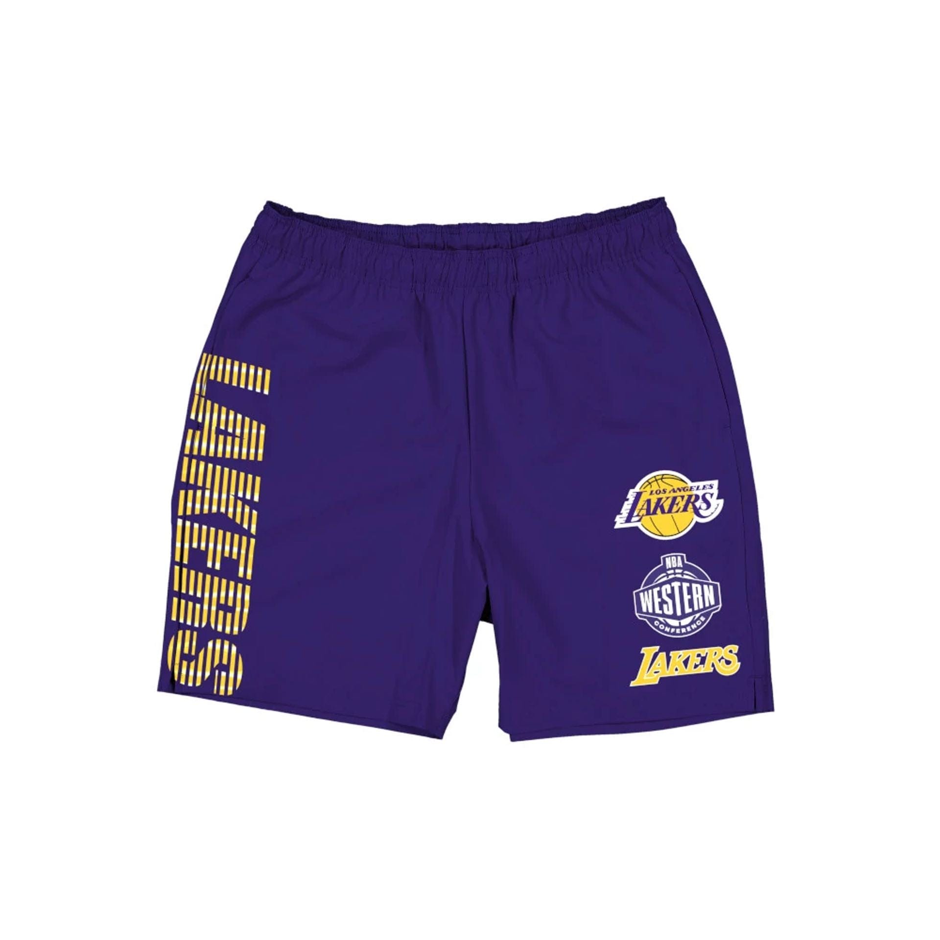 The model is wearing this NBA Match LA Lakers Oversized Shorts in purple. 1