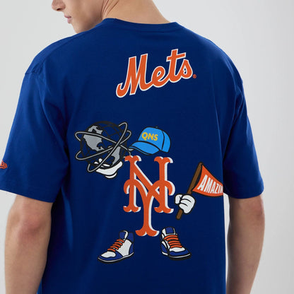 The model is wearing this MLB Graphic New York Mets T-Shirt in blue. 3