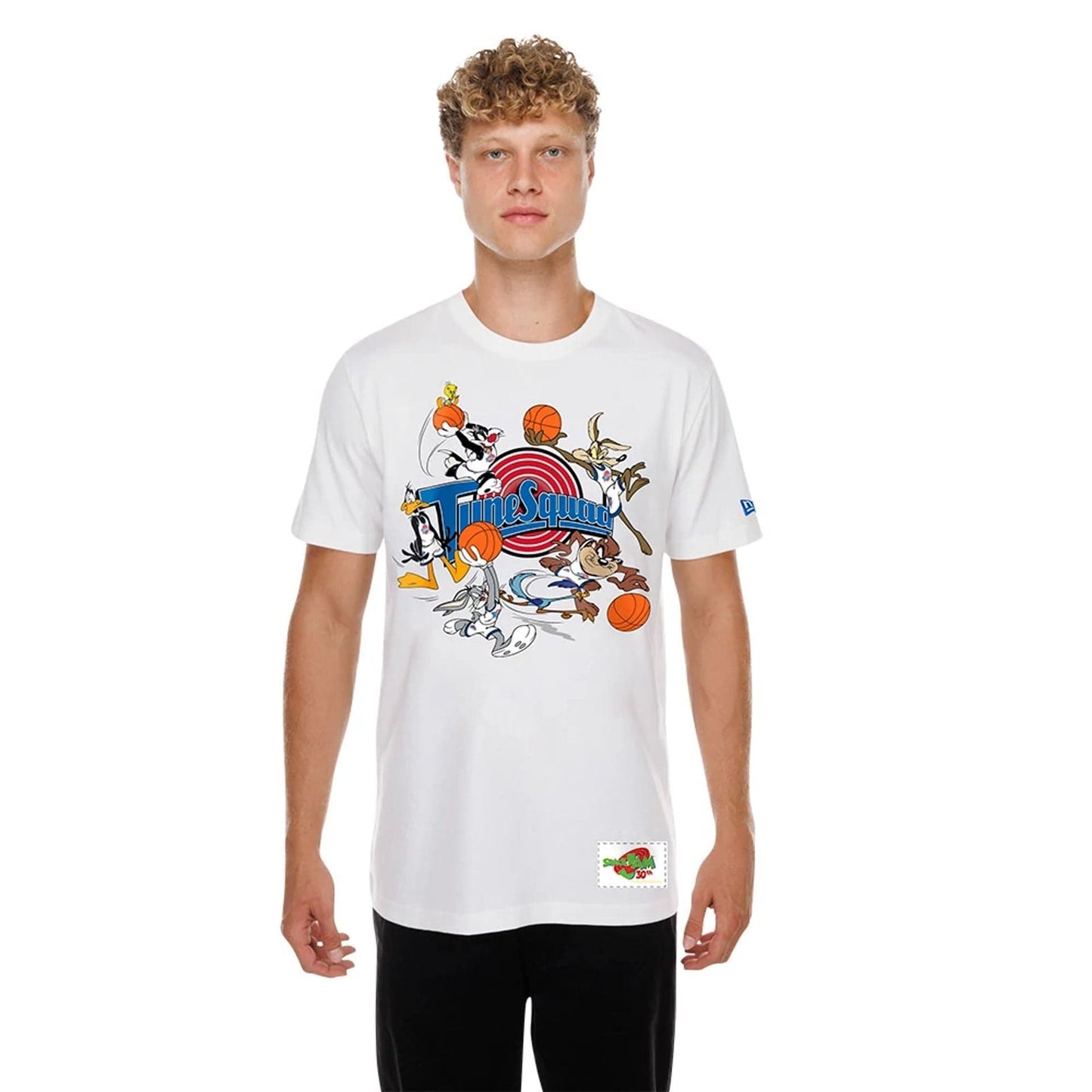 The model is wearing this Space Jam Tune Squad T-Shirt in white. 1