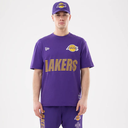 The model is wearing this NBA Match LA Lakers T-Shirt in purple. 1