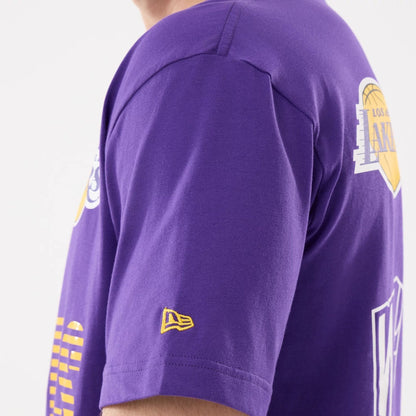 The model is wearing this NBA Match LA Lakers T-Shirt in purple. 4