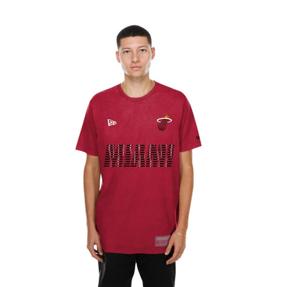 The model is wearing this NBA Match Miami Heat T-Shirt in dark red. 1