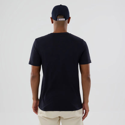 The model is wearing this MLB Popcorn Boston Red Sox T-Shirt in navy. 2