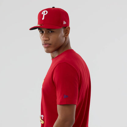 The model is wearing this MLB Popcorn Philadelphia Phillies T-Shirt in red. 6