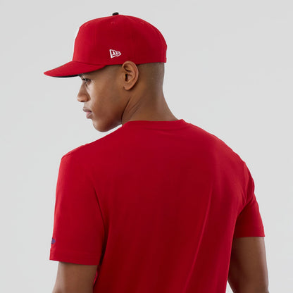The model is wearing this MLB Popcorn Philadelphia Phillies T-Shirt in red. 7