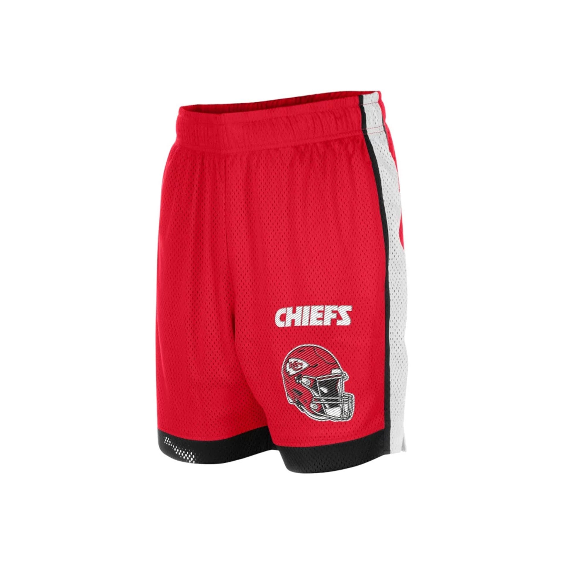 The model is wearing these NFL Kansas City Chiefs Mesh Shorts in red. 5