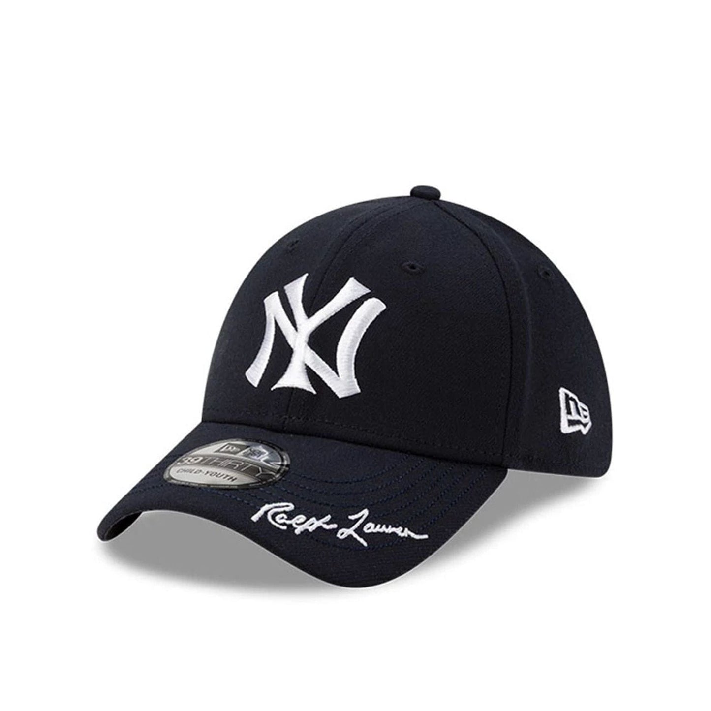 This is a New York Yankees Youth Ralph Lauren x MLB Navy 39THIRTY Stretch Fit Cap 1
