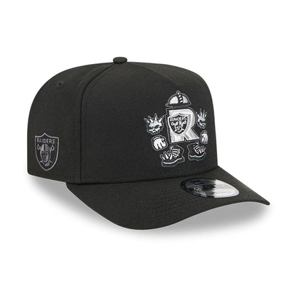 Pictured is this NFL Cartoon Las Vegas Raiders 9FIFTY A-Frame Snapback cap in black. 1