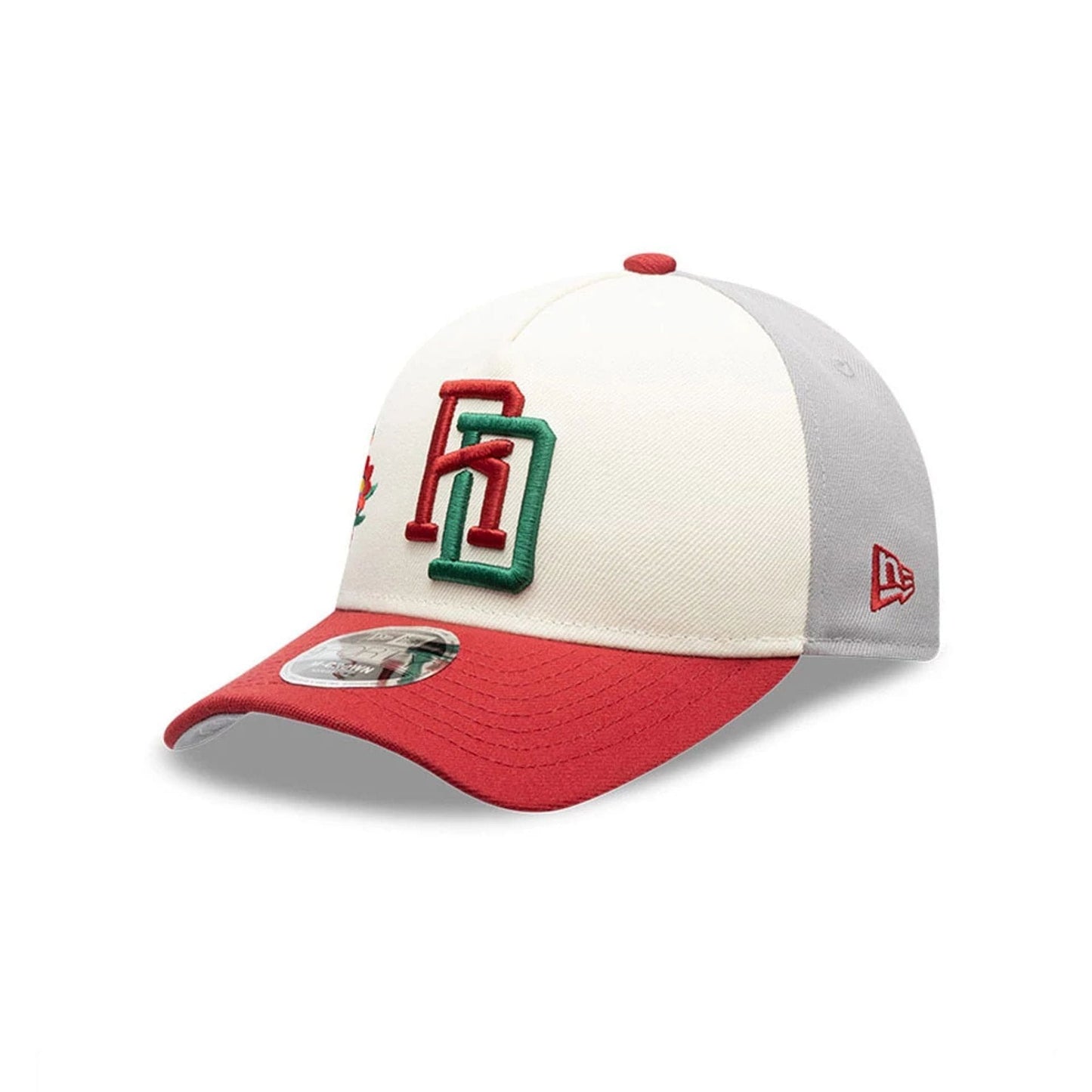 Pictured is this World Baseball Classic Latin Embroidery Dominican Republic 9FORTY M-Crown A-Frame cap in white. 4