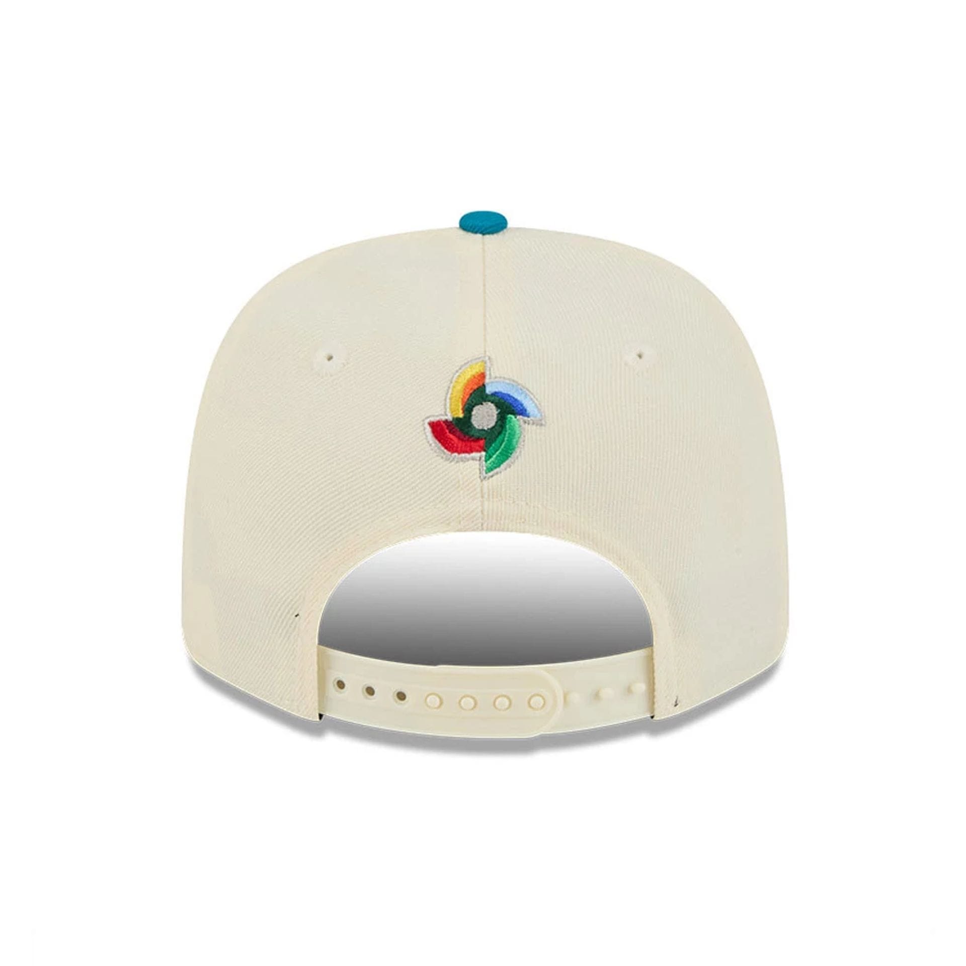 Pictured is this World Baseball Classic Latin Embroidery Mexico 9SEVENTY Stretch Snap cap in white. 5