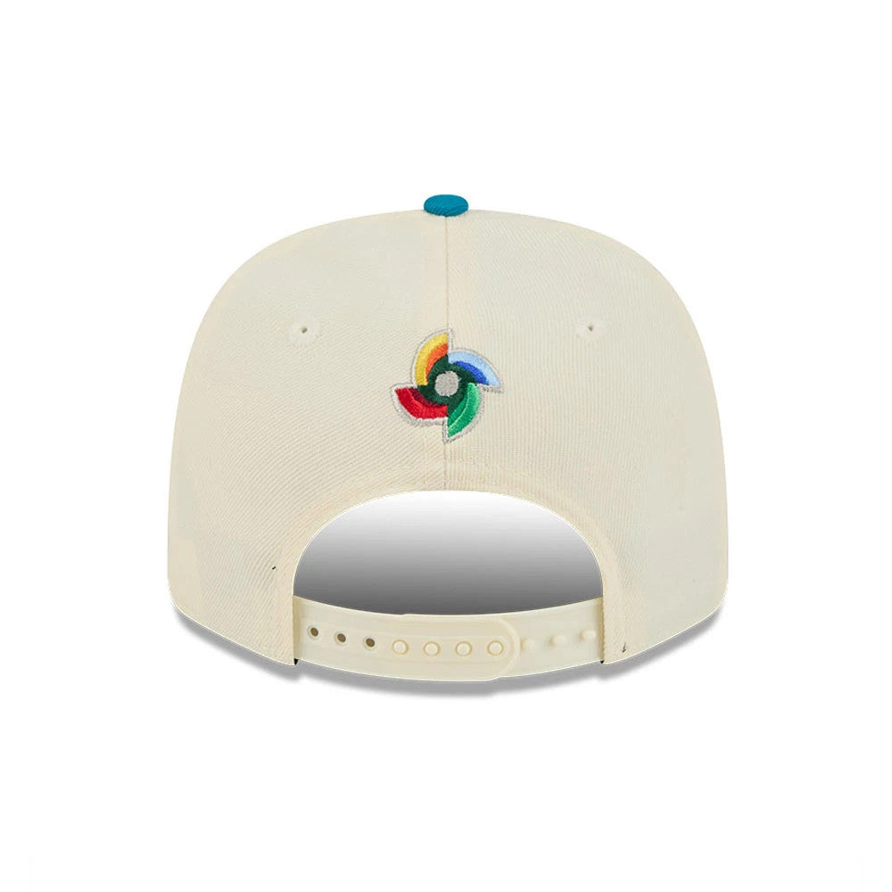 Pictured is this World Baseball Classic Latin Embroidery Mexico 9SEVENTY Stretch Snap cap in white. 5