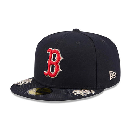 Pictured is this MLB Script Boston Red Sox 59FIFTY Fitted cap in navy. 6