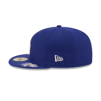 Pictured is this MLB Script LA Dodgers 59FIFTY Fitted cap in dark blue. 7