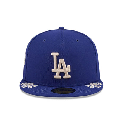 Pictured is this MLB Script LA Dodgers 59FIFTY Fitted cap in dark blue. 5