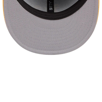 Pictured is this MLB Script Athletics 59FIFTY Fitted cap in dark green. 2