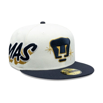 Pictured is this Liga MX Pumas Unam 59FIFTY Fitted cap in white. 1
