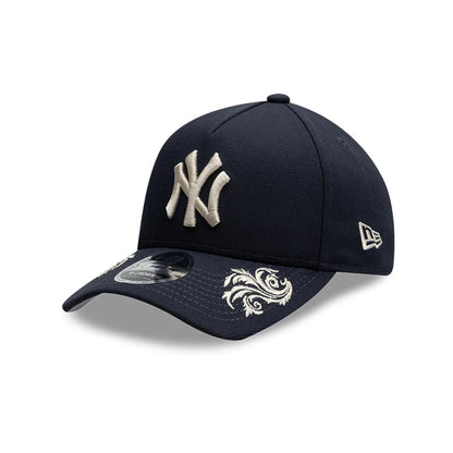 Pictured is this MLB Script New York Yankees 9FORTY M-Crown A-Frame Adjustable cap in navy. 5