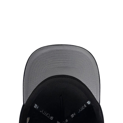 Pictured is this MLB Script New York Yankees 9FORTY M-Crown A-Frame Adjustable cap in navy. 2