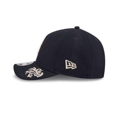 Pictured is this MLB Script Detroit Tigers 9FORTY M-Crown A-Frame Adjustable cap in navy. 7