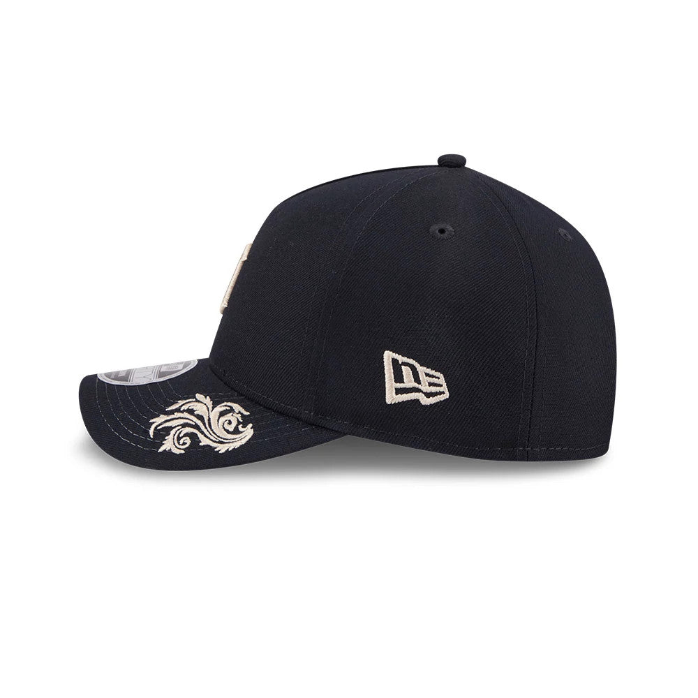 Pictured is this MLB Script Detroit Tigers 9FORTY M-Crown A-Frame Adjustable cap in navy. 7