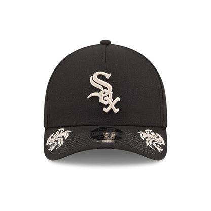 Pictured is this MLB Script Chicago White Sox 9FORTY M-Crown A-Frame Adjustable cap in black. 3