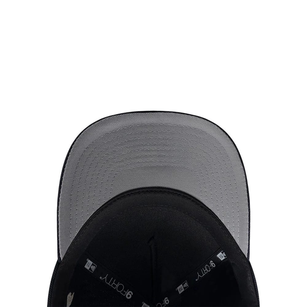 Pictured is this MLB Script Boston Red Sox 9FORTY M-Crown A-Frame Adjustable cap in navy. 2