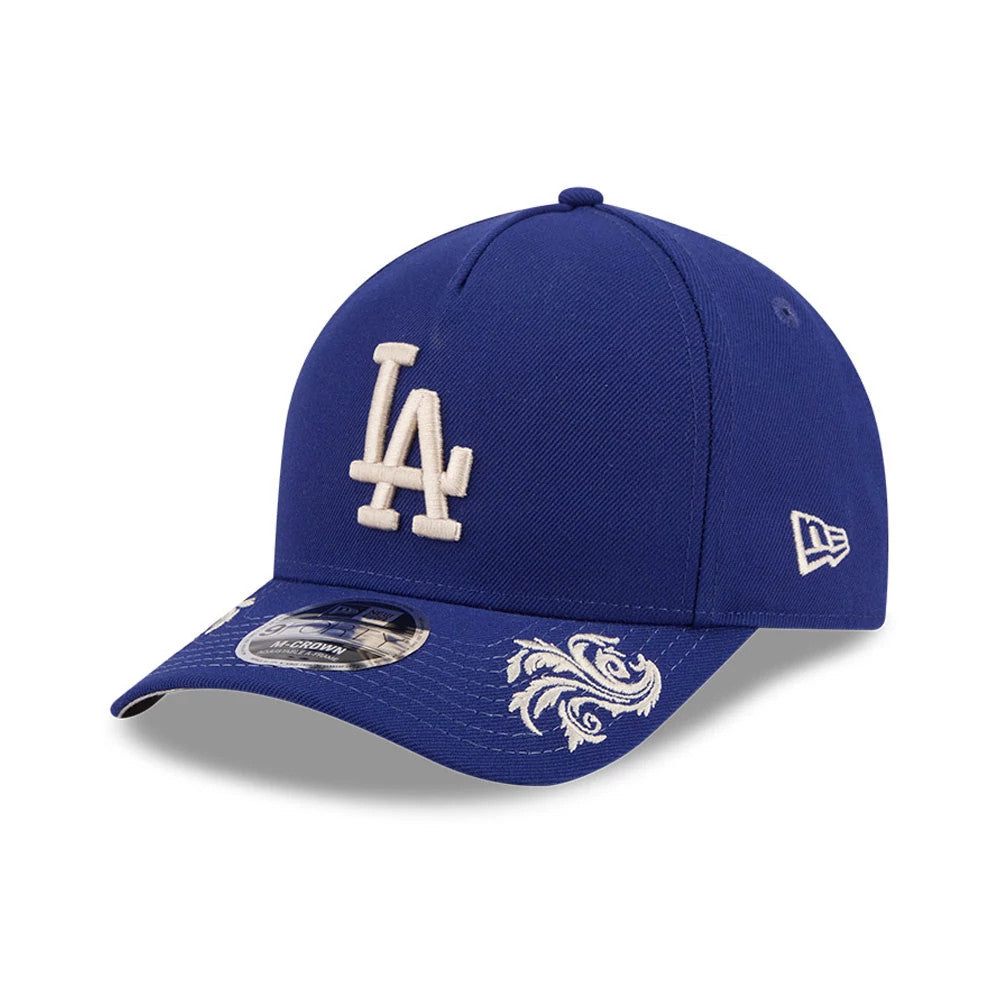 Pictured is this MLB Script LA Dodgers 9FORTY M-Crown A-Frame Adjustable cap in dark blue. 4