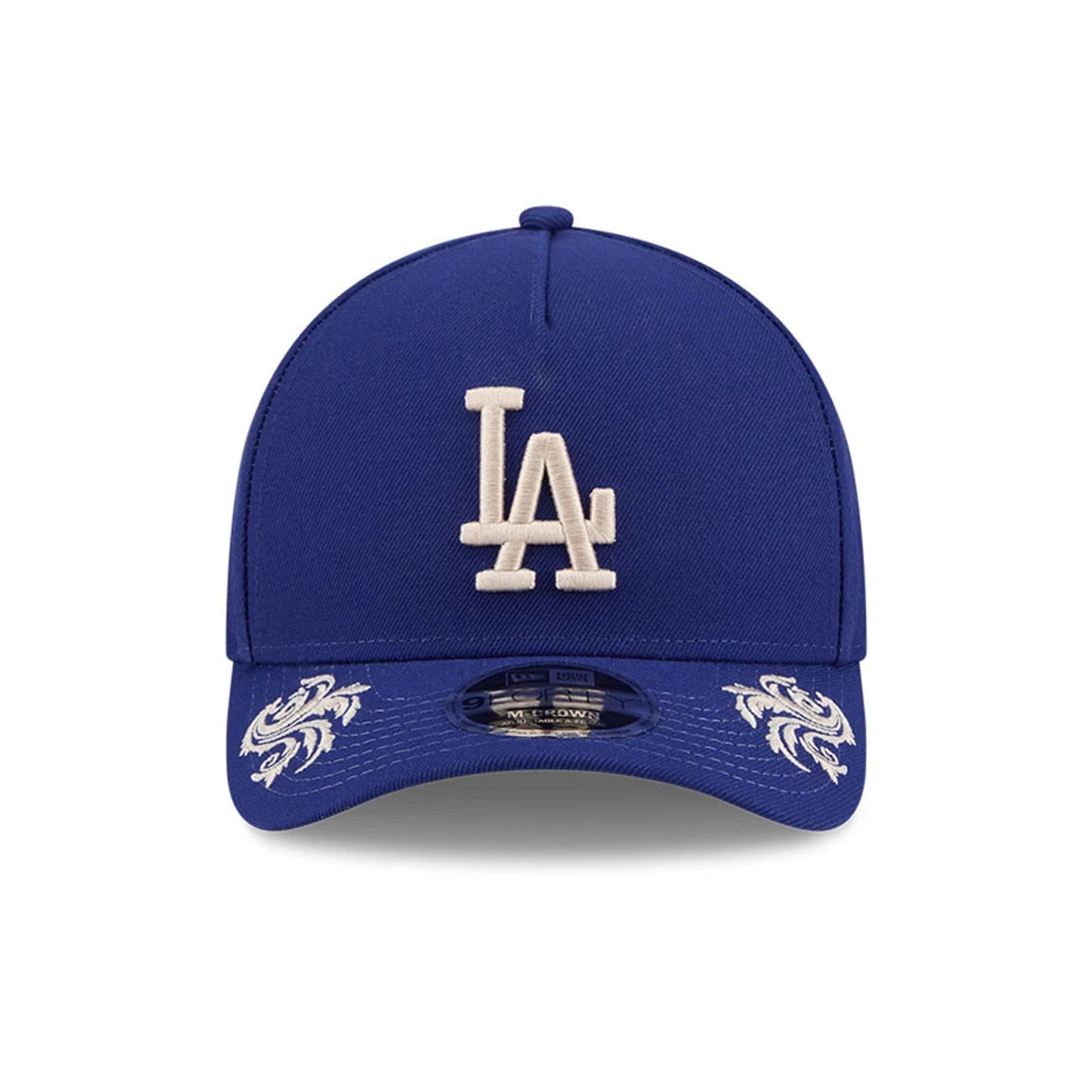 Pictured is this MLB Script LA Dodgers 9FORTY M-Crown A-Frame Adjustable cap in dark blue. 6