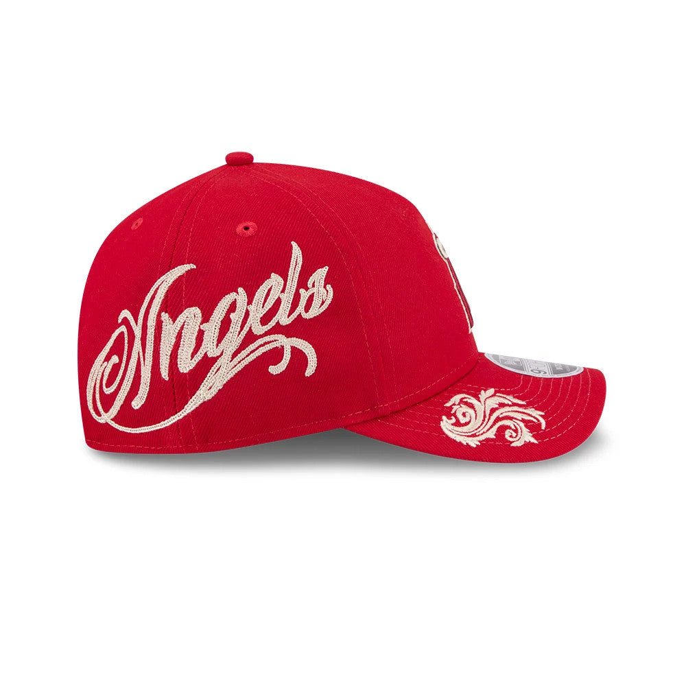 Pictured is this MLB Script LA Angels 9FORTY M-Crown A-Frame Adjustable cap in red. 6