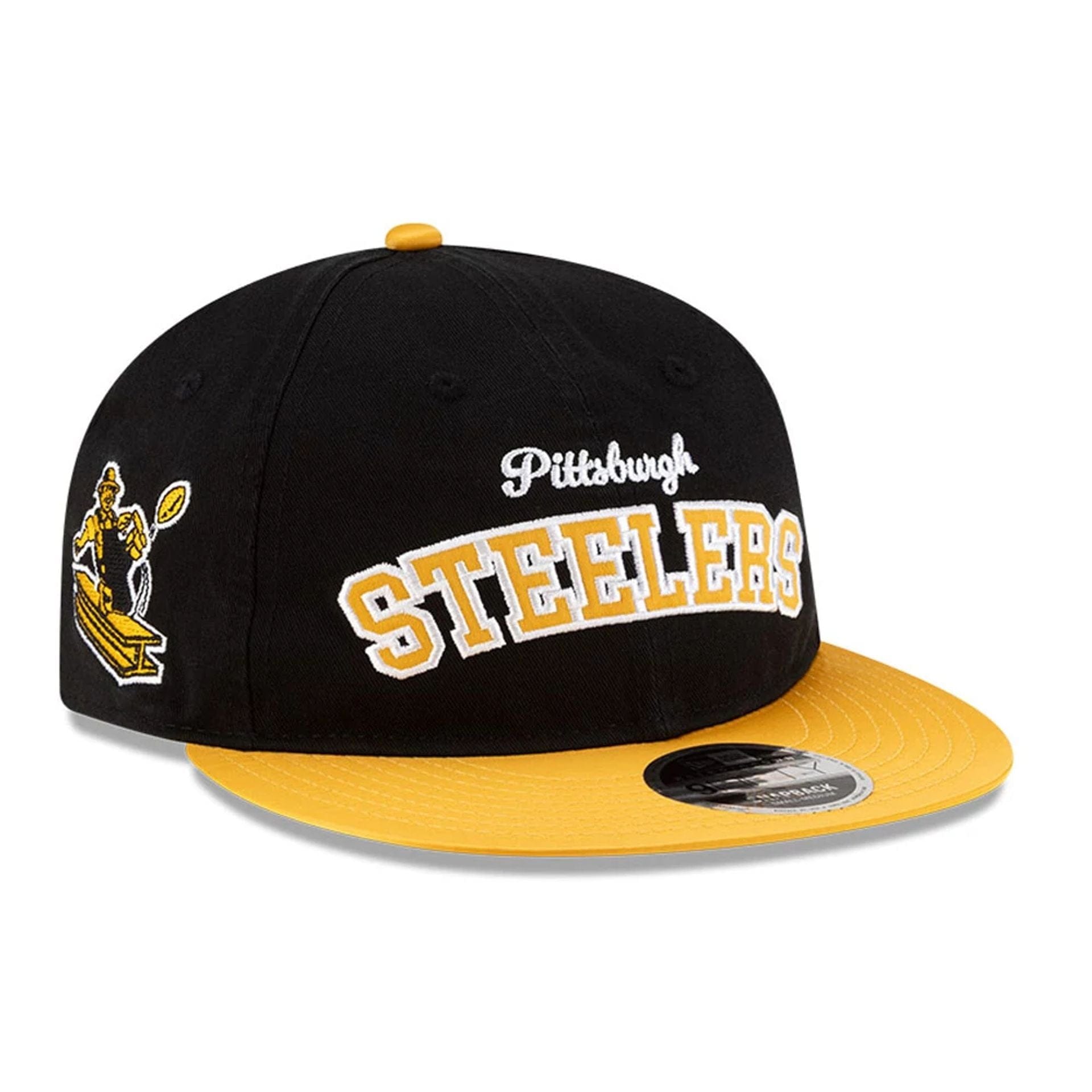 This is a Pittsburgh Steelers NFL Historic Black Retro Crown 9FIFTY Snapback Adjustable Cap 1