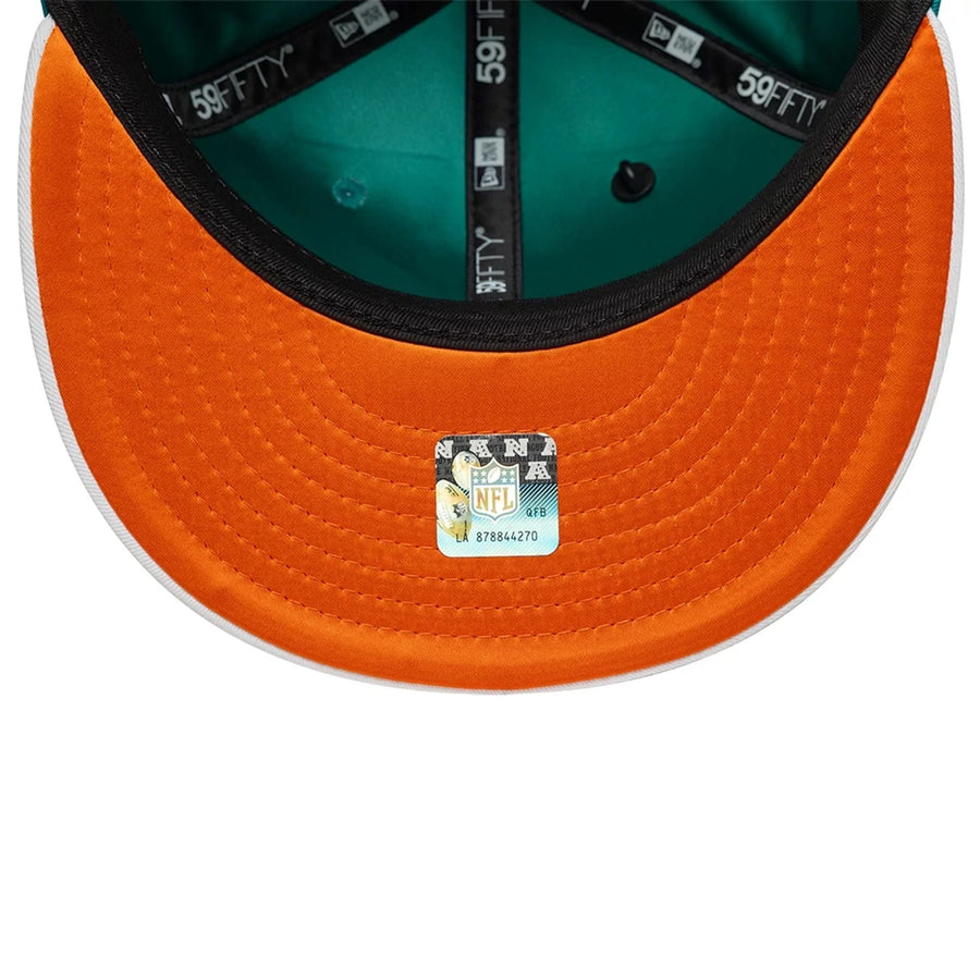 This is a Miami Dolphins NFL International Games 2025 Turquoise 59FIFTY Fitted Cap 2