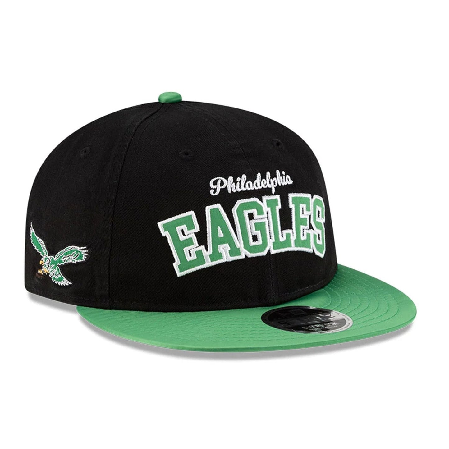 This is a Philadelphia Eagles NFL Historic Black Retro Crown 9FIFTY Snapback Adjustable Cap 1