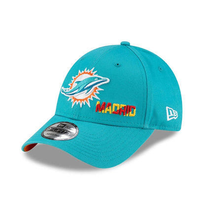 This is a Miami Dolphins NFL Madrid Game 2025 Turquoise 9FORTY Adjustable Cap 4