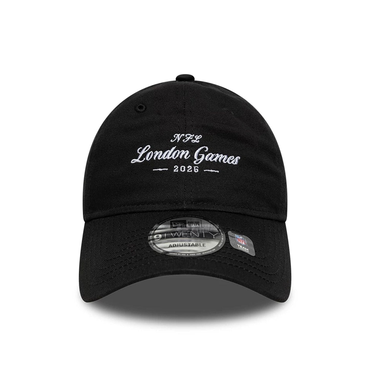 This is a Shield Logo NFL London Games 2025 Black 9TWENTY Adjustable Cap 2
