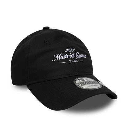 This is a Shield Logo NFL Madrid Game 2025 Black 9TWENTY Adjustable Cap 3