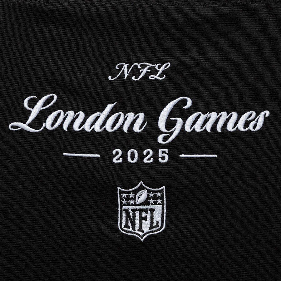 This is a Shield Logo NFL London Games 2025 Black Tote Bag  3