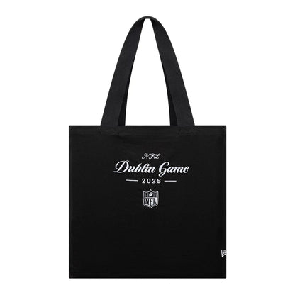 This is a Shield Logo NFL Dublin Game 2025 Black Tote Bag  1