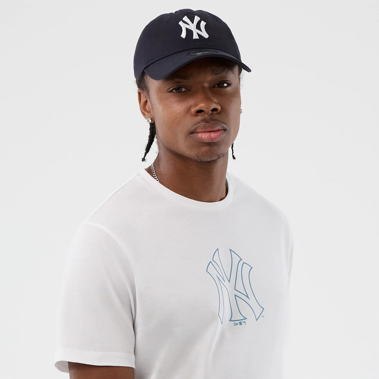 The Male model is wearing New York Yankees MLB Back To School White T-Shirt 4