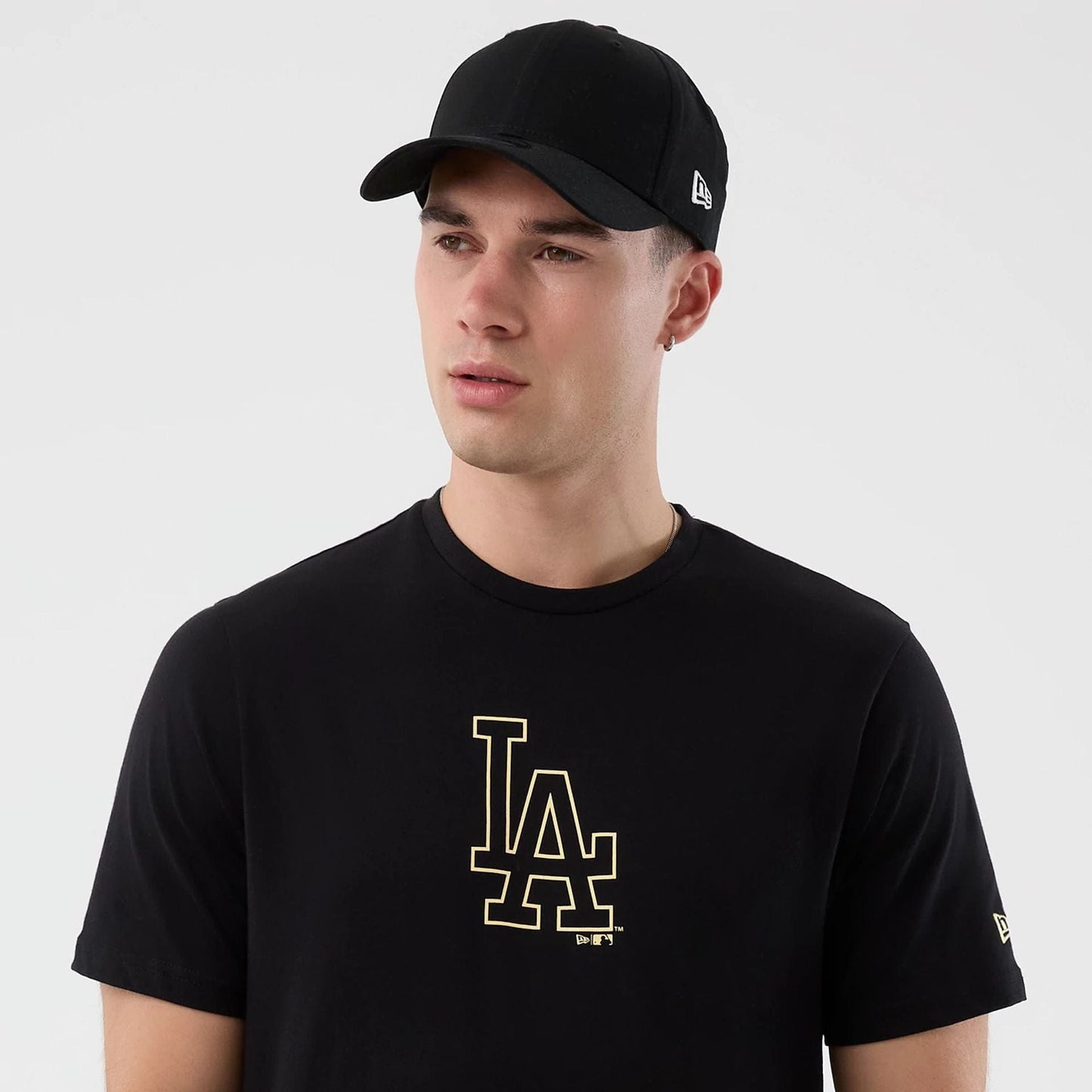 The Male model is wearing LA Dodgers MLB Back To School Black T-Shirt  6