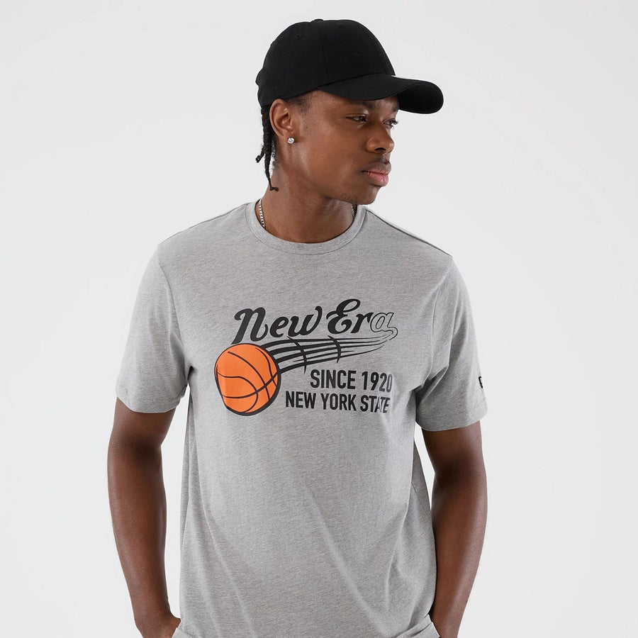 The Male model is wearing  New Era Back To School Grey T-Shirt  3