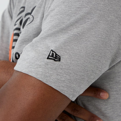 The Male model is wearing  New Era Back To School Grey T-Shirt 5