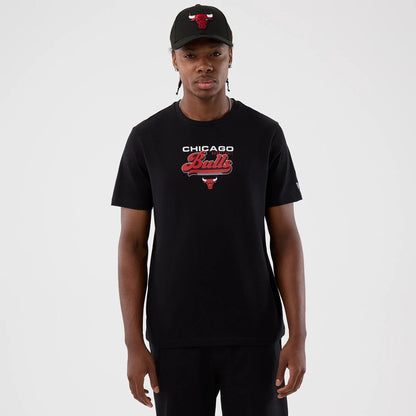 The Male model is wearing Chicago Bulls NBA Back To School Black T-Shirt  1