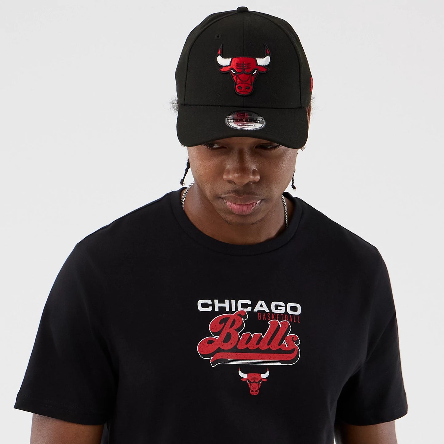 The Male model is wearing Chicago Bulls NBA Back To School Black T-Shirt 6