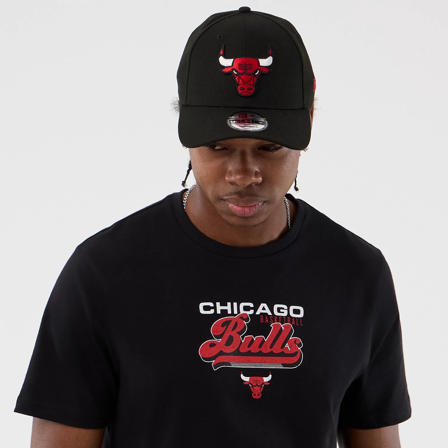 The Male model is wearing Chicago Bulls NBA Back To School Black T-Shirt 6